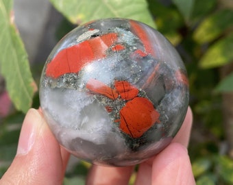 1PC 45mm+ Natural Bloodstone Sphere，Crystal sphere，Quartz Crystal Ball，crystal decor，Crystal Healing Divination ball Gift