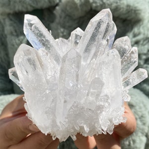 Crystal cluster300-500G Clear quartz Cluster CrystalQuartz Point VUGMineral Specimen Healing Degaussing Decor Collection image 3