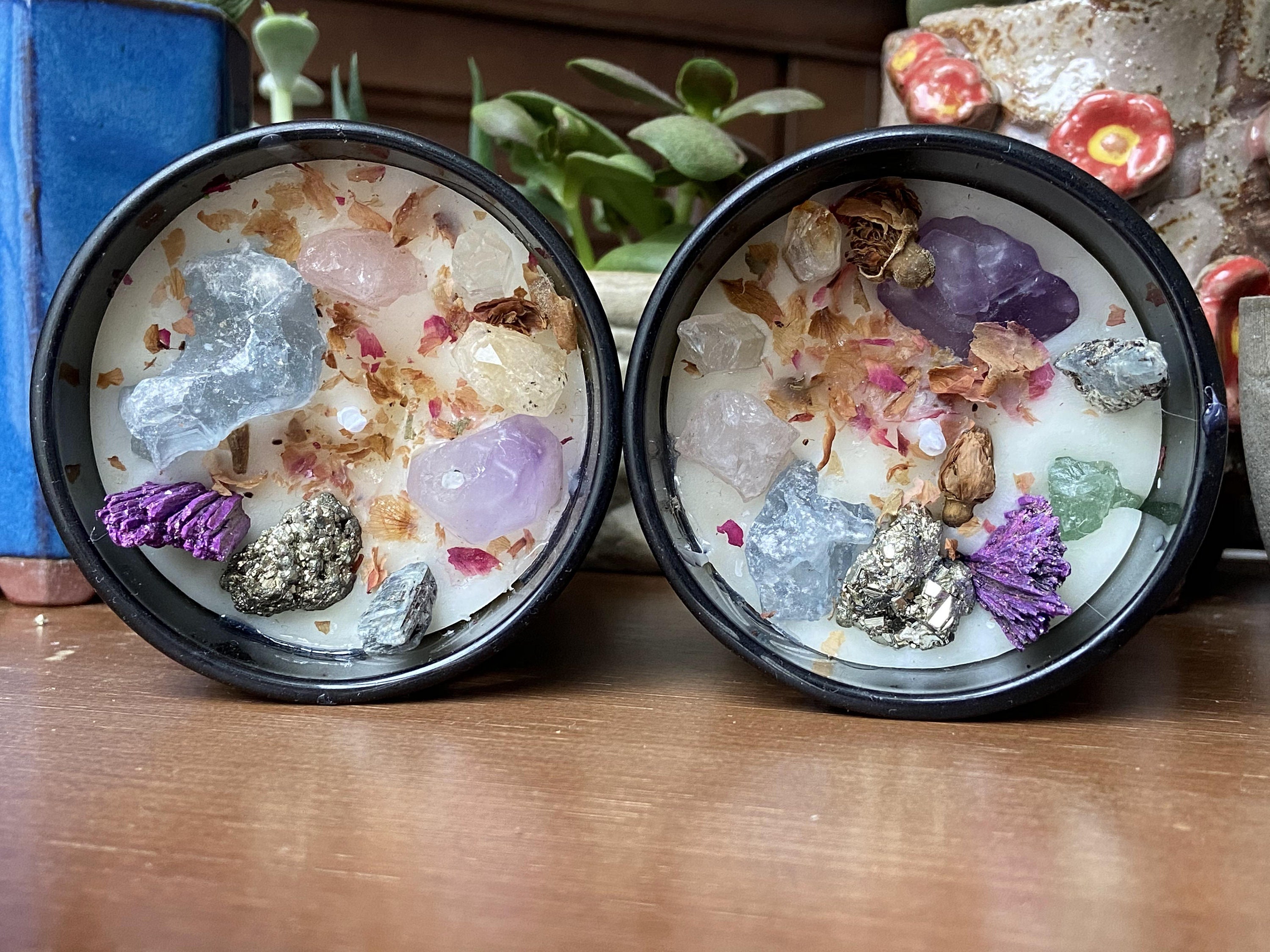Natural Crystal Candles Healing Stones Hidden Crystal Etsy UK