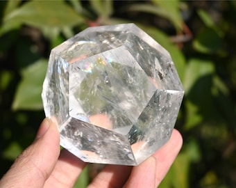 6CM Natural Elixir Clear quartz Dodecahedron, Quartz Crystal，Crystal geometric pattern，Energy column，Crystal Healing 1PC