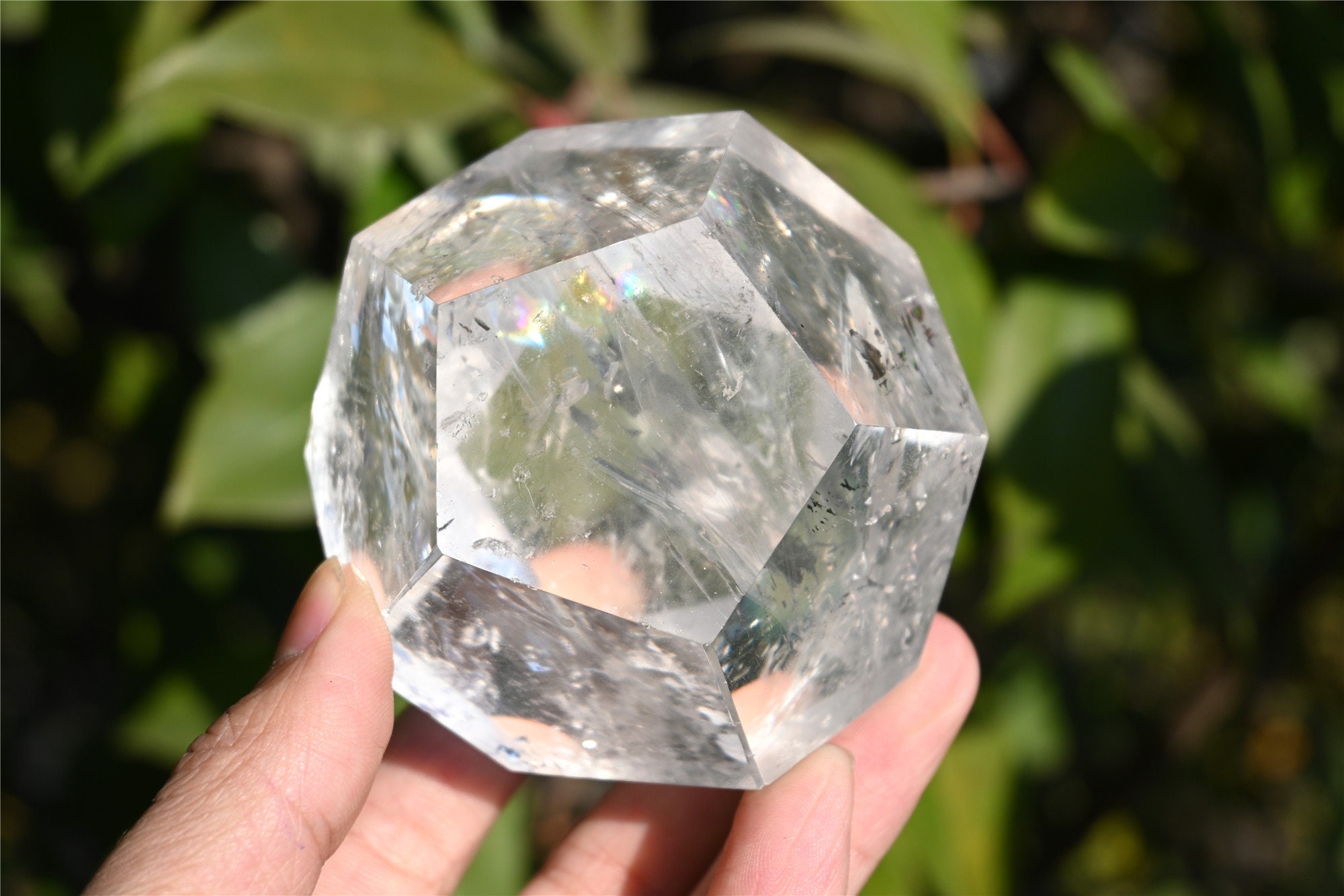 6CM Natural Elixir Clear quartz Dodecahedron, Quartz Crystal，Crystal geometric pattern，Energy column，Crystal Healing 1PC
