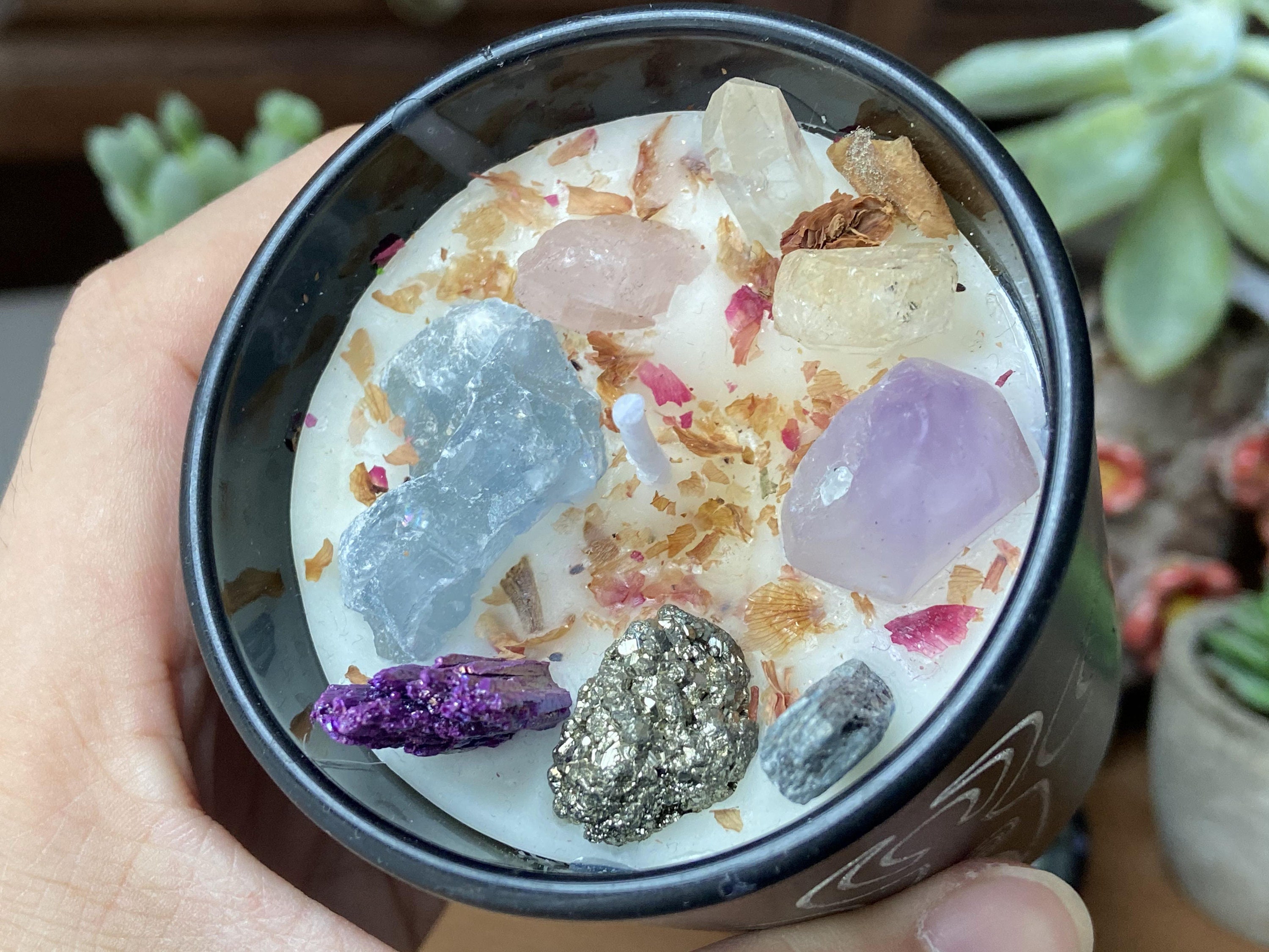 Natural Crystal Candles Healing Stones Hidden Crystal Etsy UK