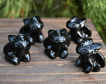 黒曜石コレクション多数の小片 1.2''-2'' 天然黒曜石ドラゴン、クリスタルトゥースレス、黒曜石