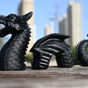 6&#39;&#39; Natural Hand carved Obsidian Western dragon/Quartz Crystal/Crystal Dragon/Obsidain Dragon skull/crystalgift/Healing stone