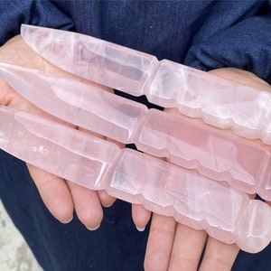 8,6 &#39;&#39; Handgeschnitztes Rosenquarzmesser , Quarzkristall, Kristalldolch, Kristalldekoration, Kristallheilung 1Stk