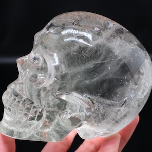 3.05LB Natural Clear quartz skull，Natural Quartz skull，Crystal Carved skull，Skull ornament，Crystal gift，healing stone WK754-K