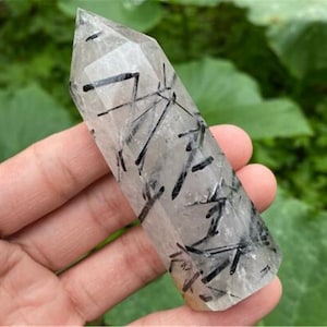 6-8cm Natural Tourmaline Quartz Obelisk Crystal Wand Point，Father&#39;s day gift，Healing stone 1PC