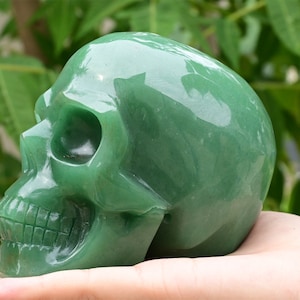 4&#39;&#39; Natural Hand carved Aventurine skull，Crystal skull, Quartz crystal，Birthday present，Gift，Desktop ornament，Crystal skull，Reiki healing