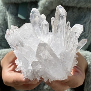 Crystal cluster300-500G Clear quartz Cluster CrystalQuartz Point VUGMineral Specimen Healing Degaussing Decor Collection image 4