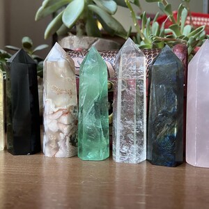 Natural crystal obelisk Stones GiftCrystal obeliskChristmas giftHalloween giftSeven Chakra Gift SetWooden box giftcrystal healing image 7