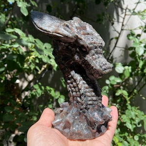 6.2&#39;&#39; Hand carved Yooperlite Dragon，Crystal dragon，Natural Quartz Crystal，Halloween gift，Crystal decor，Crystal ornament，Crystal Healing