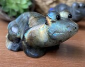 Natural Hand-carved Labradorite Frog Halloween gift Crystal carved Quartz crystal Crystal character Crystal animal Crystal healing