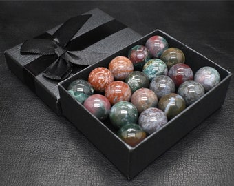 20PC Natural 15mm Ocean Jasper ball，Crystal ball，Christmas gift，crystal sphere Gift Set，crystal ball gift，crystal healing