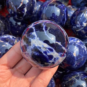 1PC 50mm Natural Sodalite ballCrystal sphereQuartz Crystal BallCrystal decorSodalite ball by handCrystal Healing crystal ball Gift image 3