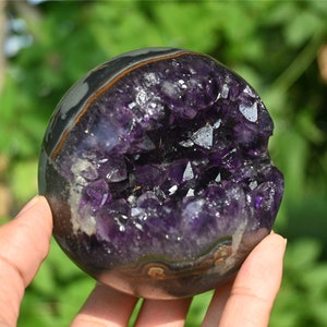 50MM+ Natural Amethyst geode Sphere，Quartz Crystal，Crystal ball，Amethyst geode ball，Crystal Healing Divination ball Gift 1PC