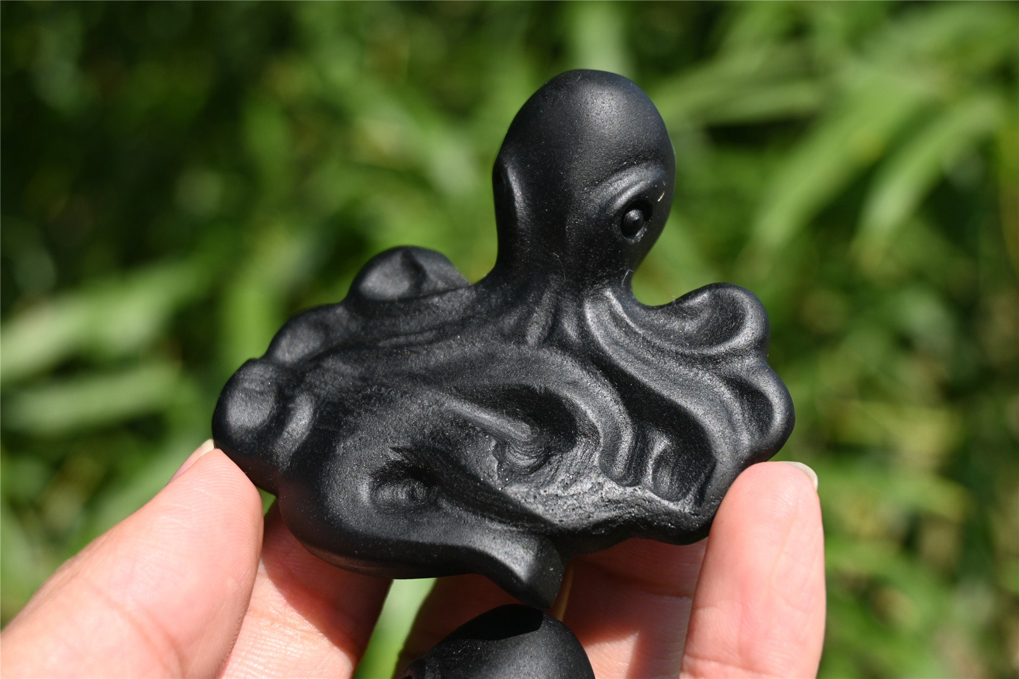 2.4'' Natural Hand Carved Obsidian Cute Octopus,crystal Octopus ...