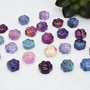 Natuurlijke handgesneden mini fluoriet kattenpoot, kwartskristal gesneden, kristaldecor, vakantiecadeau, kristalornament, kristalgenezing