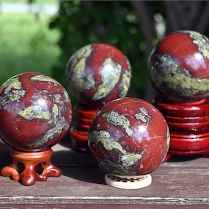 60mm+ Natural Dragon blood stone ball，Quartz Crystal Ball，Dragon blood stone ball by hand，Crystal Healing Divination ball Gift 1PC