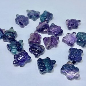 10PC Natural Hand carved Rainbow fluorite crystal sea turtle，Quartz Crystal，Crystal Healing stone Decoration，crystal pendant
