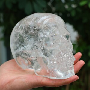 4.53LB Natural Pierced Clear Quartz Skull，Natural quartz crystal Skull，Hollow out skull，Crystal gift，Crystal skull，Crystal healing SL-487