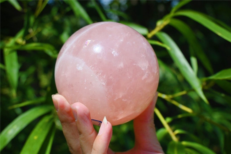 60-70MM Natural Rose quartz SphereQuartz Crystal BallPolishing Rose quartz ball by handCrystal Healing Divination ball Gift 1PC image 8