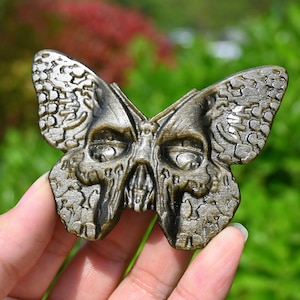 3&#39;&#39; Natural Hand carved Gold Obsidian Butterfly skull，Crystal Butterfly，Quartz Crystal，Crystal gift，Crystal ornament，Crystal Healing 1PC