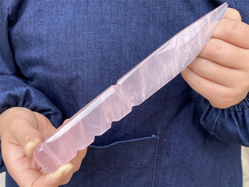 Natural Handcarved Rose quartz Knifequartz crystalcrystal Etsy