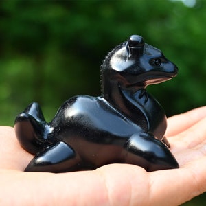 Carved Obsidian Dragon: Crystal Loch Ness Monster Figurine