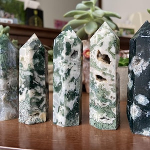 Natural Hand carved Elixir Ocean Grass Agate obelisk, Quartz Crystal，Halloween gift，crystal bottle obelisk，crystal Healing，crystal Wand