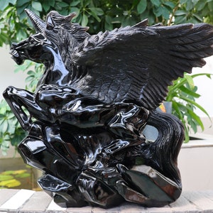 TOP! 83.38LB Geschnitztes Kristall Einhorn Geschnitztes Obsidian Einhorn Quarzkristall Aufwendige Schnitzerei Einhorn Kristallverzierung Crystal Healing SL-252