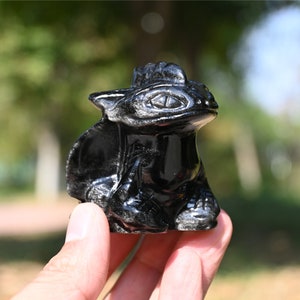 2&#39;&#39; Natural carved Obsidian Toothless，Crystal dragon，Quartz Crystal，Crystal Toothless，crystal decor，Crystal ornament，Crystal Healing 1PC