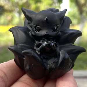 2'' natuurlijke handgesneden obsidiaanvos, vos kristal, kwartskristal, moederdagcadeau, kristalornament, kristalgenezing