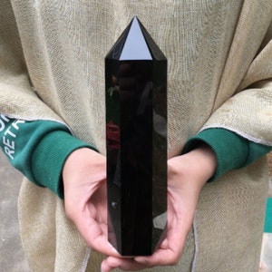 4inch+ Natural crystal Obsidian obelisk,quartz crystal,Father's day gift，crystal point,crystal energy column，Reiki healing