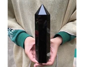 4inch+ Natural crystal Obsidian obelisk,quartz crystal,Father's day gift，crystal point,crystal energy column，Reiki healing