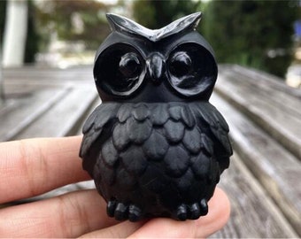 2&#39;&#39; Natural carved Obsidian Owl，Crystal character，Crystal owl，Owl skull，Quartz Crystal，Crystal ornament，Crystal Healing 1PC