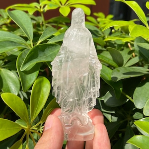 4&#39;&#39; Hand Carved Natural Clear Quartz Jesus,Crystal Carved,Quartz Crystal Jesus Carving,Crystal Decor,Reiki Healing Collection，Crystal Gifts