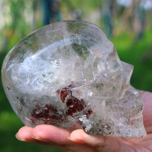 0.93kg Natural Clear quartz ghost skull，Quartz skull，Crystal Carved skull，Skull ornament，Crystal gift，Crystal healing WK768