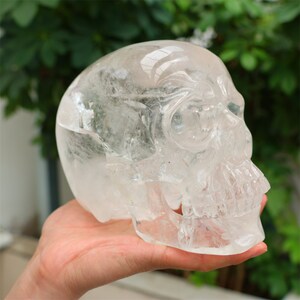 6.82LB Natural Clear Quartz Skull，Hollow out skull carved，Crystal ornament，Crystal gift，Crystal skull decor，Crystal healing SL-491