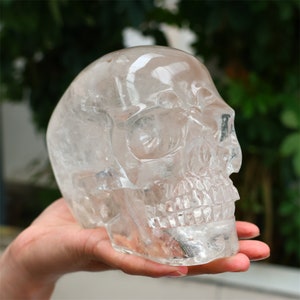 6.35LB Natural Clear Quartz Skull，Hollow out skull carved，Crystal ornament，Crystal gift，Crystal skull decor，Crystal healing SL-512