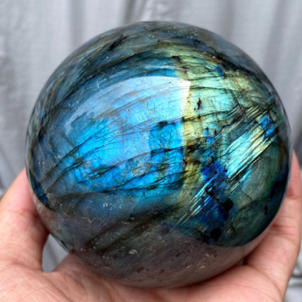 Crystal ball，80-90mm+ Natural Labradorite Sphere，Crystal sphere，Quartz Crystal，Polishing Labradorite ball by hand，Crystal Healing  ball Gift