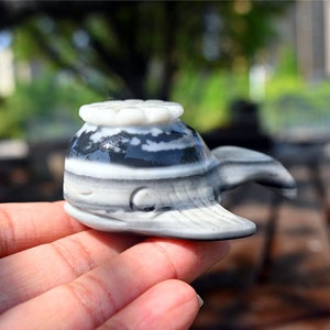 2,5'' Natürlicher handgeschnitzter Tai Chi Steinwal, Kristallwal, Kristallornament, Kristallgeschenk, Wohndekoration, Quarzkristall, Kristallheilung