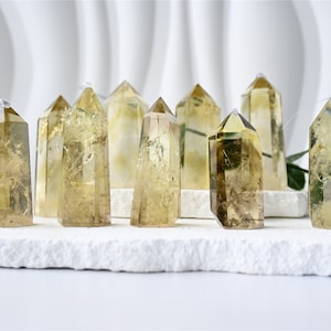 5CM+ Natural Elixir Citrine obelisk, Quartz Crystal，crystal obelisk，crystal wand，crystal decor, crystal point，crystal Healing，crystal Wand