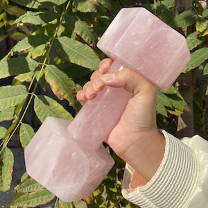 Natural Hand carved Rose qaurtz Dumbbell，Crystal carved，Quartz Crystal，Christmas present，Crystal ornament，Crystal Healing