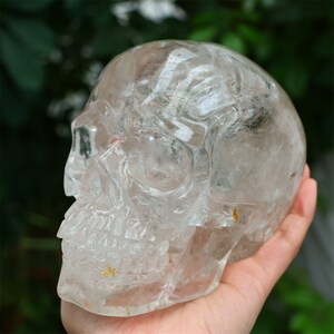 5.25LB Natural Clear Quartz Skull，Hollow out skull carved，Crystal ornament，Crystal gift，Crystal skull decor，Crystal healing SL-515