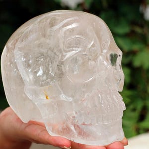 Large Clear Quartz Crystal Skull: Hand Carved Healing Stone (6.42LB)