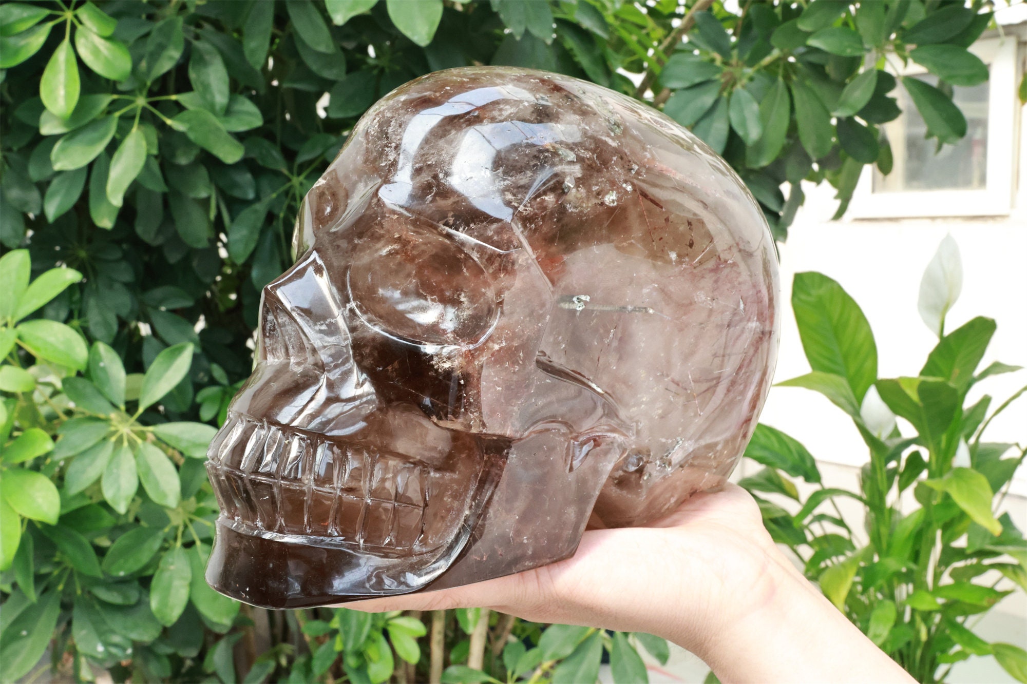 12.32LB ハンドメイド彫刻スモーキークォーツクリスタルスカル