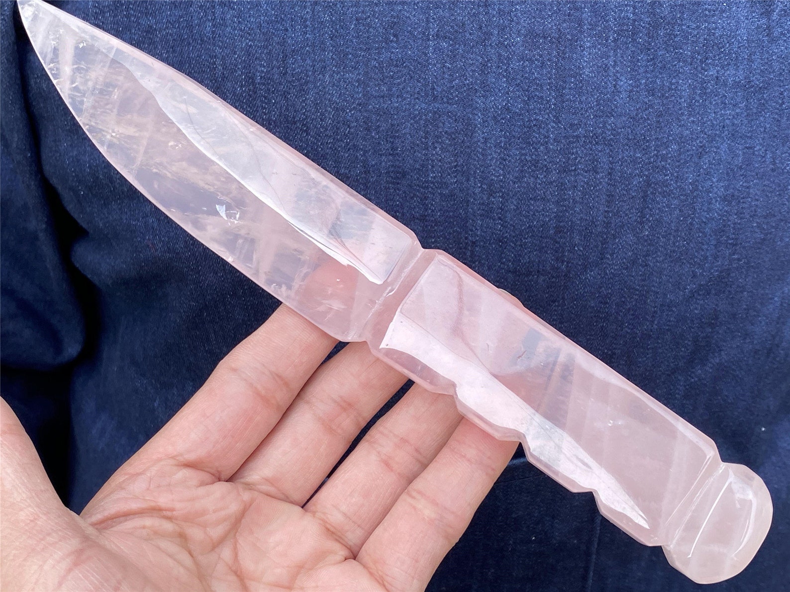 Natural Handcarved Rose Quartz Knifequartz Crystalcrystal Etsy