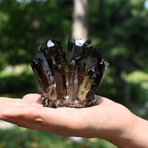 300G+ Smokey quartz Quartz Cluster，Crystal  gift，Smoky Quartz VUG，Crystal cluster，Mineral Specimen Healing Degaussing 1PC