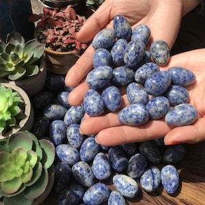 10PC Natural Beautiful Blue Dot stone Mini Egg，Hand carved Polishing crystal egg，Crystal decoration， crystal Gift，Crystal Healing