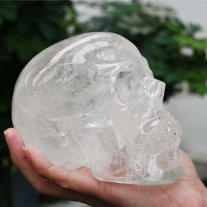 2KG Carved Hollow out Clear quartz Skull，Quartz crystal，Ornament，home Decor，decoration，Crystal Gift，Crystal skull，healing stone SL-329